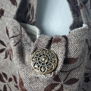 Floral Tapestry Tote Bag Shoulder Bag Purse‎ with Decorative Button Closure